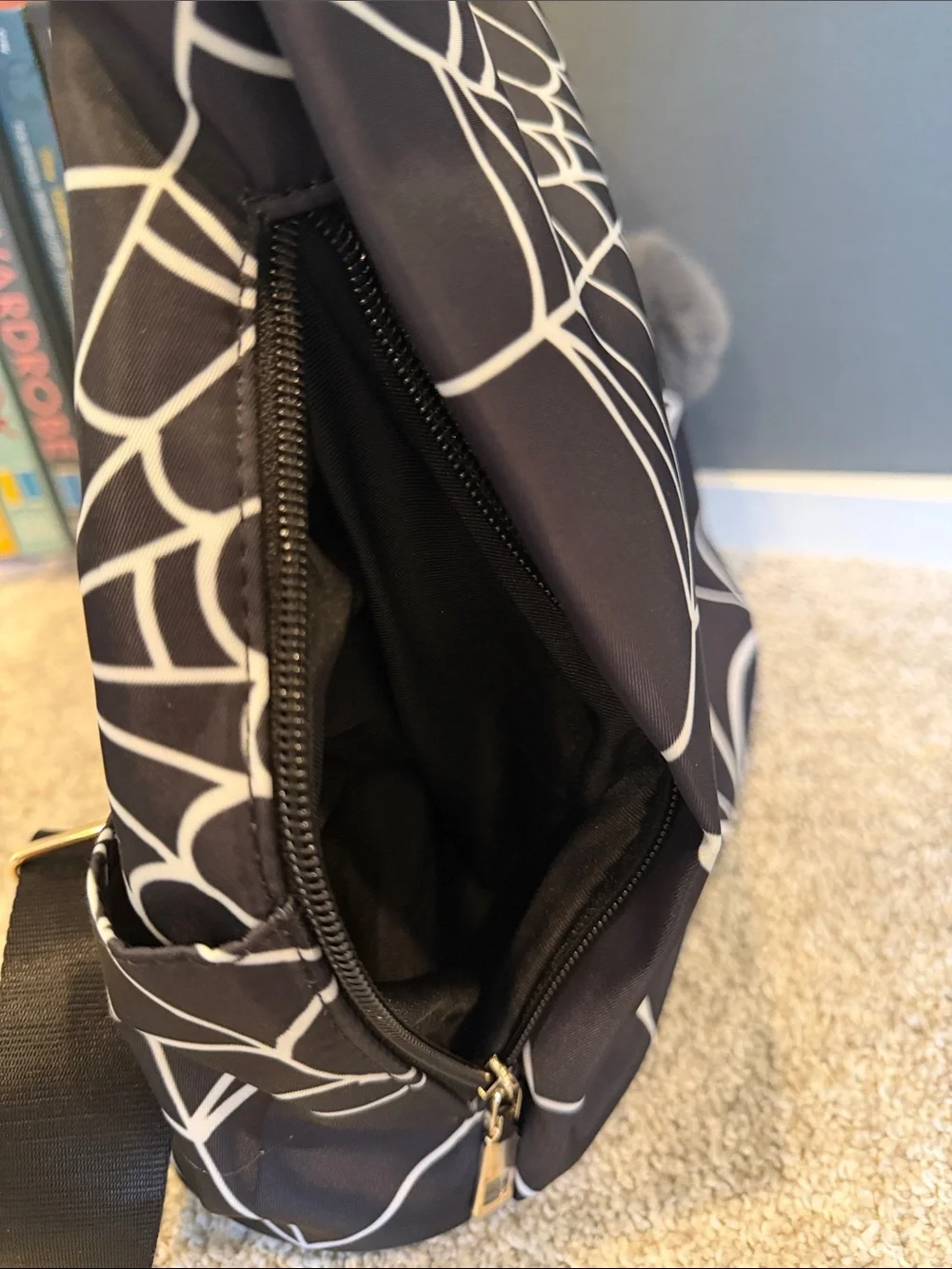 Black Spiderweb Print Backpack